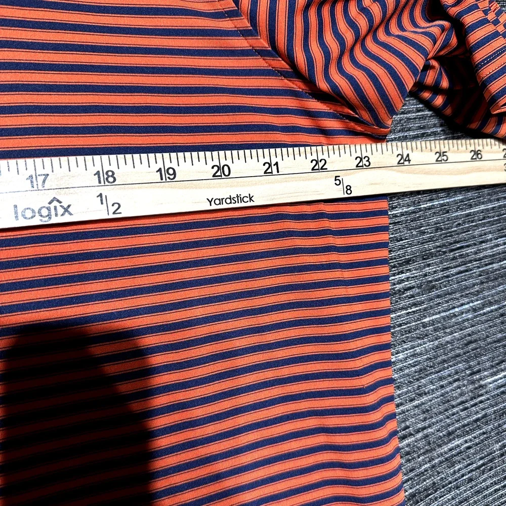 Fairway & Greene Polo Shirt Men's L Blue Orange Striped Hubert Schoemaker USA